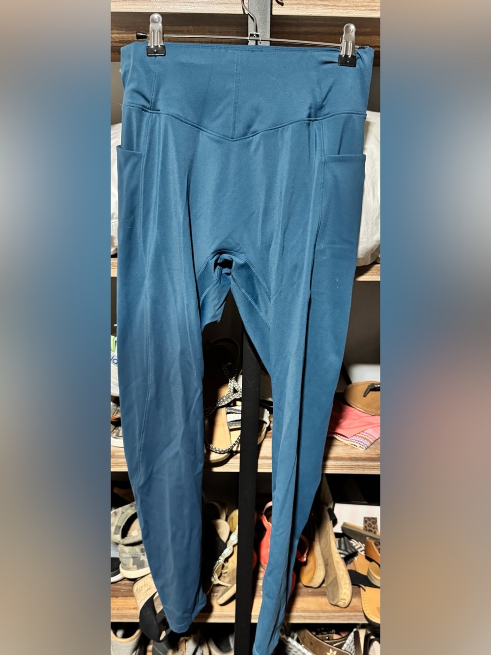 Amazon Women's High-Waist Leggings in Teal Blue